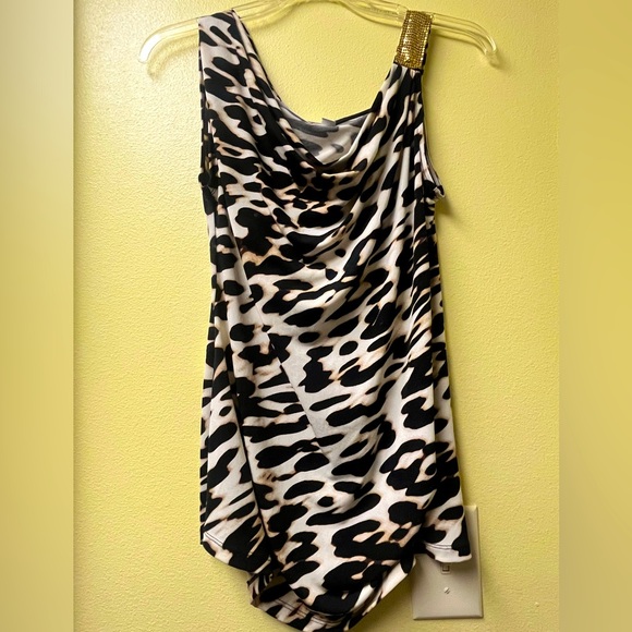 NY & CO Animal Print Bling Strap Top Small - Picture 1 of 5